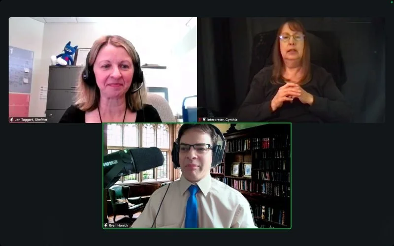 Ryan presents via Zoom at a workshop on creating inclusive workspaces.